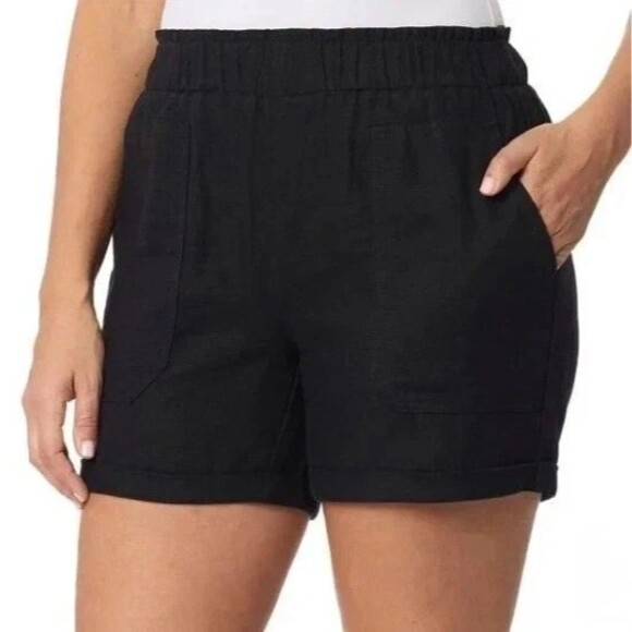 Briggs Womens Medium Black Linen Blend Shorts Casual Summer New With Tags - Picture 9 of 9